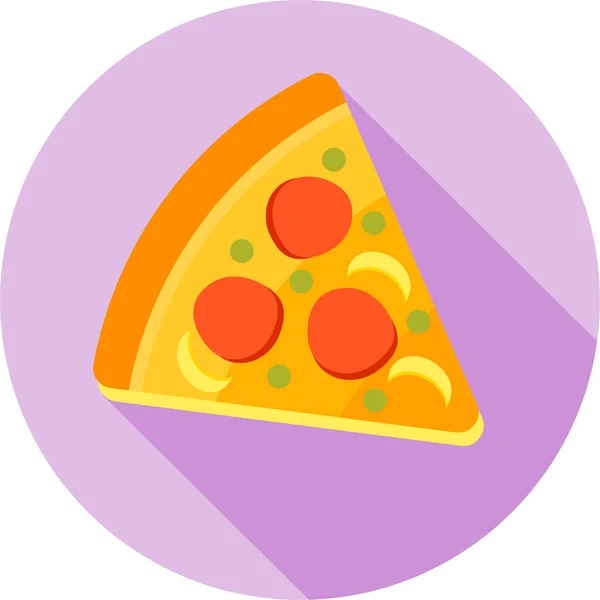 Pizza Essen Ikone Flachen Stil — Stockvektor