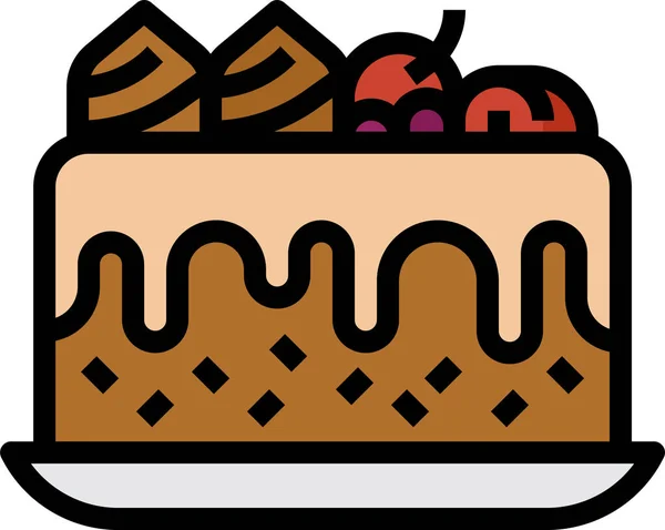 Pastel Panadería Icono Postre Estilo Contorno Lleno — Archivo Imágenes Vectoriales