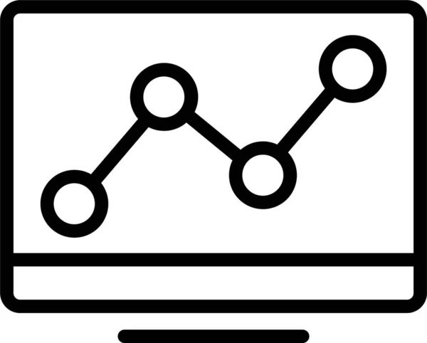 Icône Graphique Bureau Ordinateur Dans Style Contour — Image vectorielle