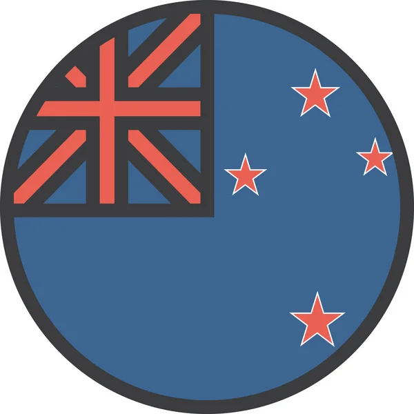 Icono Bandera Del País Kiwi Estilo Contorno Lleno — Archivo Imágenes Vectoriales