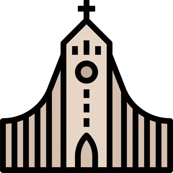 Igreja Hallgrimskirkja Iceland Ícone Categoria Construção —  Vetores de Stock