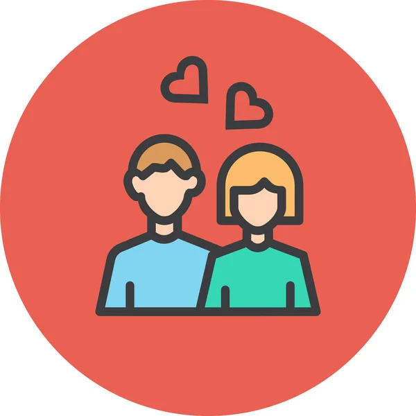 Icono Corazón Día Pareja Estilo Esquema Lleno — Vector de stock