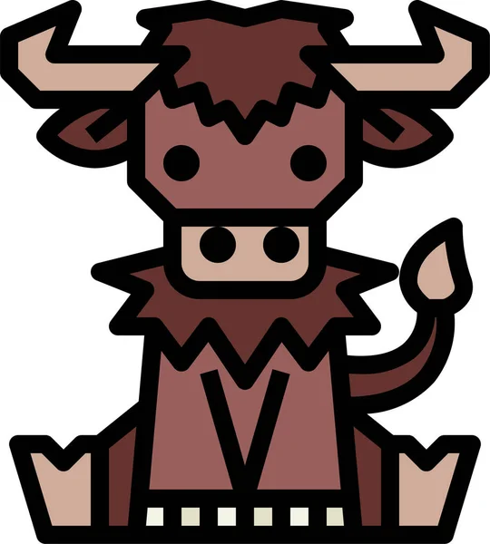 Animal Bison Mamífero Icono Estilo Contorno Lleno — Vector de stock