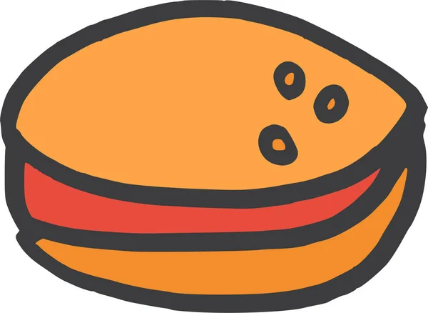 Hamburguesa Icono Comida Rápida Estilo Dibujado Mano — Vector de stock