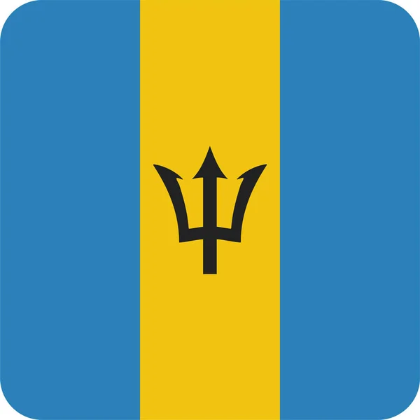 Barbados Country Flag Icon Flat Style — Stock Vector