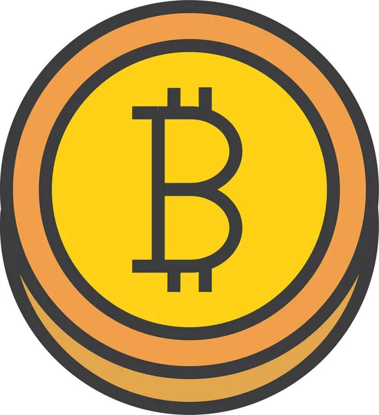 Bitcoin Monnaie Icône Numérique Dans Style Contour Rempli — Image vectorielle