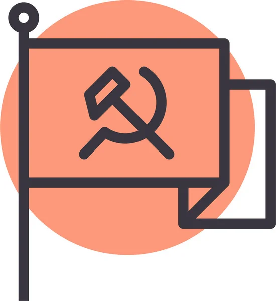 Comunismo Ícone Bandeira Comunista Estilo Esboço — Vetor de Stock