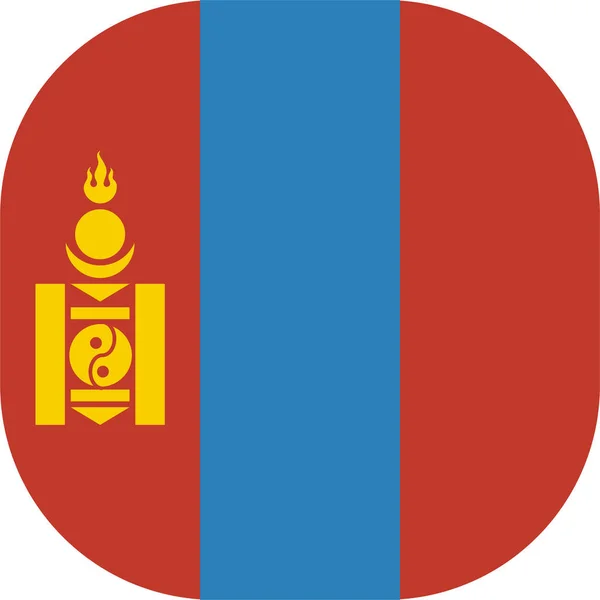 País Bandera Mongolia Icono Estilo Plano — Vector de stock