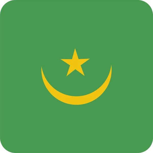 Flagge Mauretanien Flache Ikone Flachen Stil — Stockvektor
