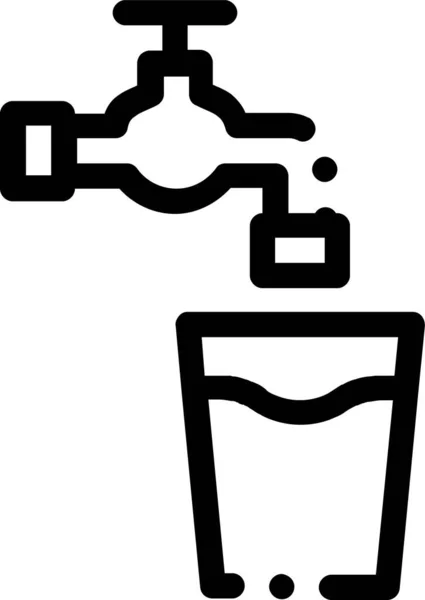 Ikona Wody Szklanej Kranu Stylu Zarysu — Wektor stockowy
