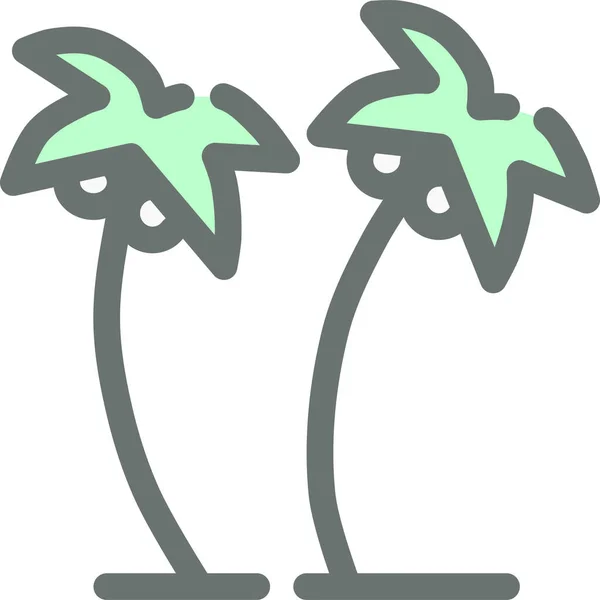 Ikona Plantacji Kokosów Plaży Ręcznie Rysowanym Stylu — Wektor stockowy