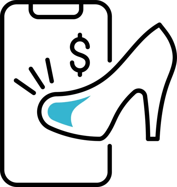 Icône Chaussure Téléphone Ligne — Image vectorielle