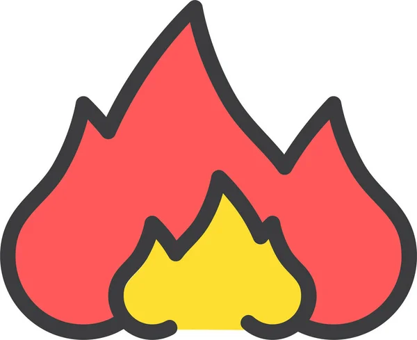Quemar Icono Llama Fuego Estilo Contorno Lleno — Vector de stock