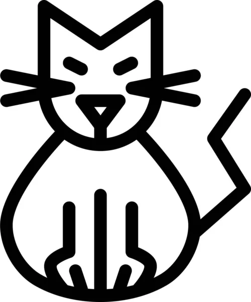 Кіт Злий Хеллоуїн Значок Контурному Стилі — стоковий вектор