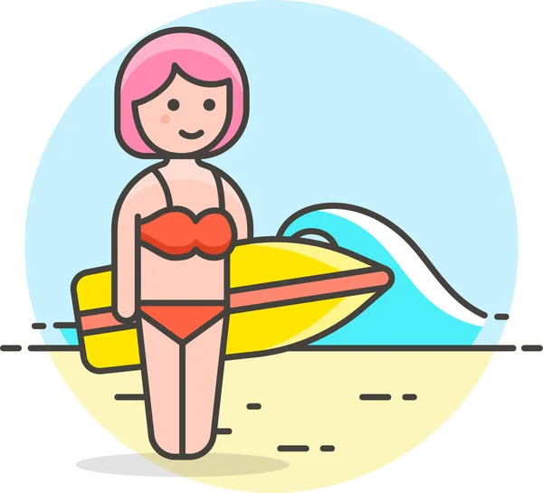 Beach Female Ocean Icon Sport Category — Stock Vector