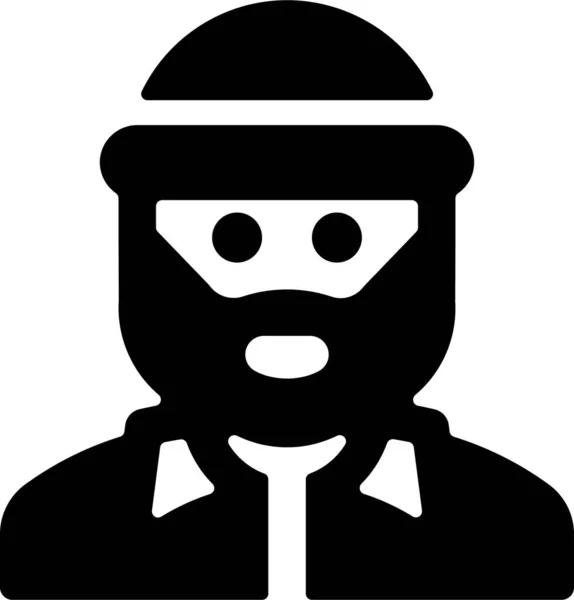 Hat Head Beard Icon Solid Style — Stock Vector