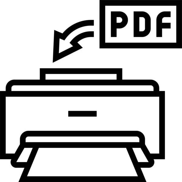 Impresión Del Icono Del Archivo Pdf Estilo Esquema — Archivo Imágenes Vectoriales