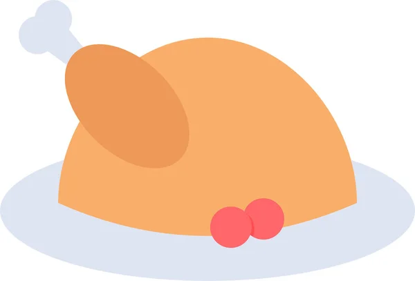 鸡餐图标为扁平风格 — 图库矢量图片
