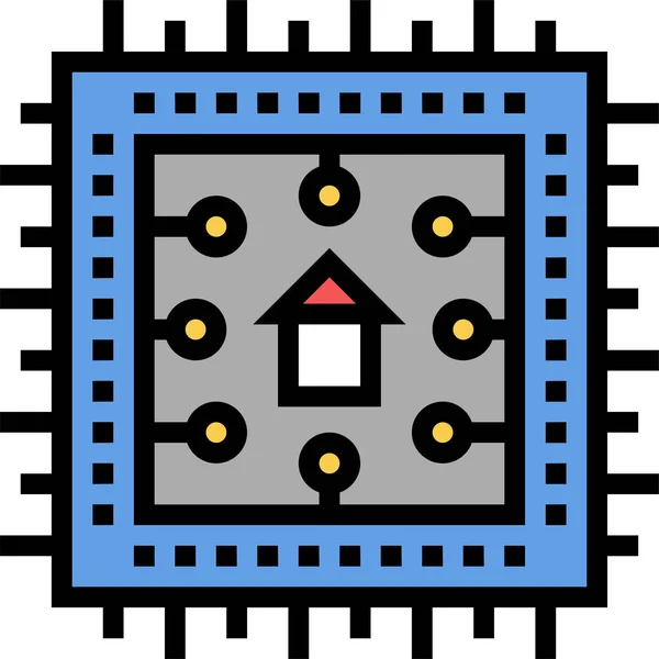 Chip Inteligente Icono Del Hogar Estilo Filledoutline — Archivo Imágenes Vectoriales