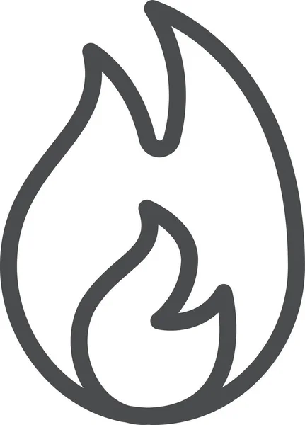 Feu Flamme Brûlure Icône Dans Style Contour — Image vectorielle