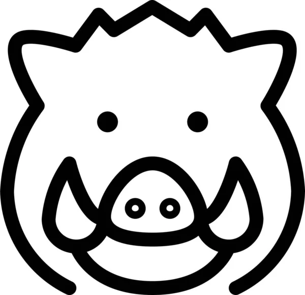 Tiere Wildschwein Gesicht Symbol Umriss Stil — Stockvektor