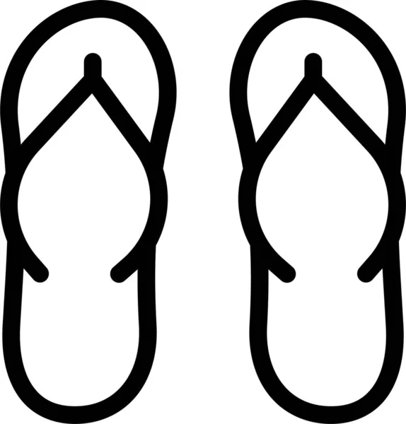 Plage Flipflops Chaussures Icône Dans Style Contour — Image vectorielle