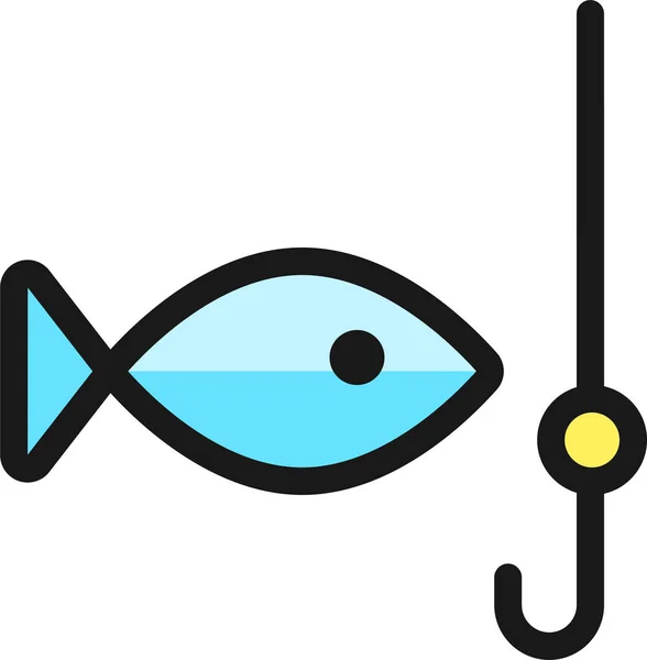 Angeln Fisch Filedoutline Symbol Filedoutline Stil — Stockvektor