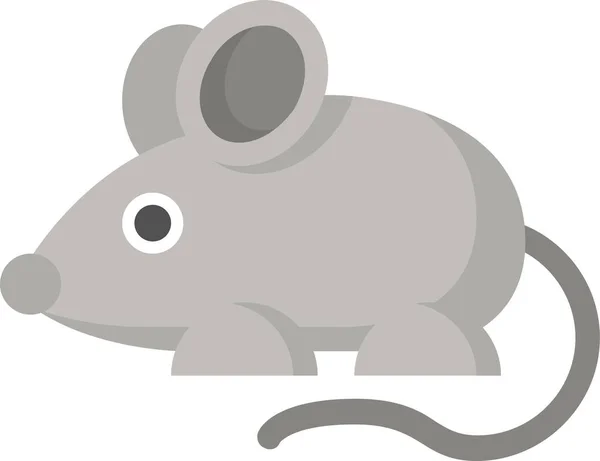 Ratón Animal Peludo Icono Estilo Plano — Archivo Imágenes Vectoriales