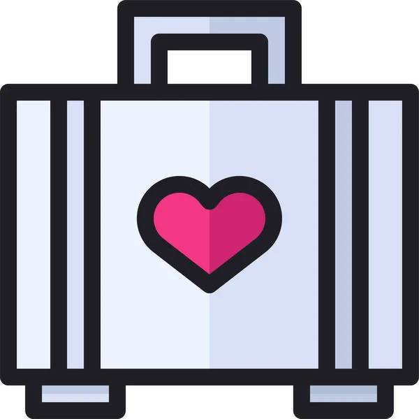 Bolso Maletín Amor Icono Estilo Filledoutline — Vector de stock