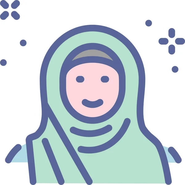 Icône Musulmane Burka Islam Dans Style Filledoutline — Image vectorielle