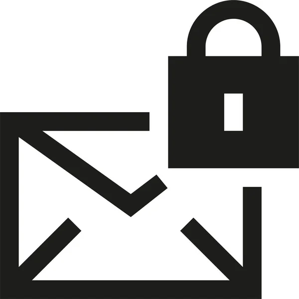 邮件锁固体图标在坚实的风格 — 图库矢量图片
