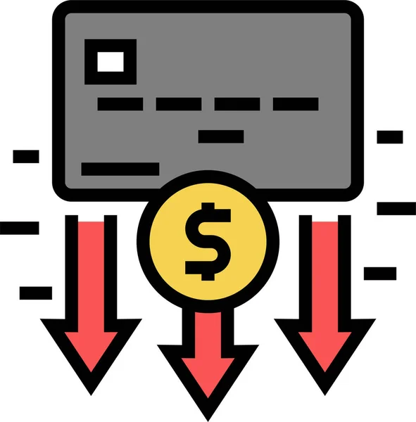 Opname Geld Kaart Pictogram — Stockvector