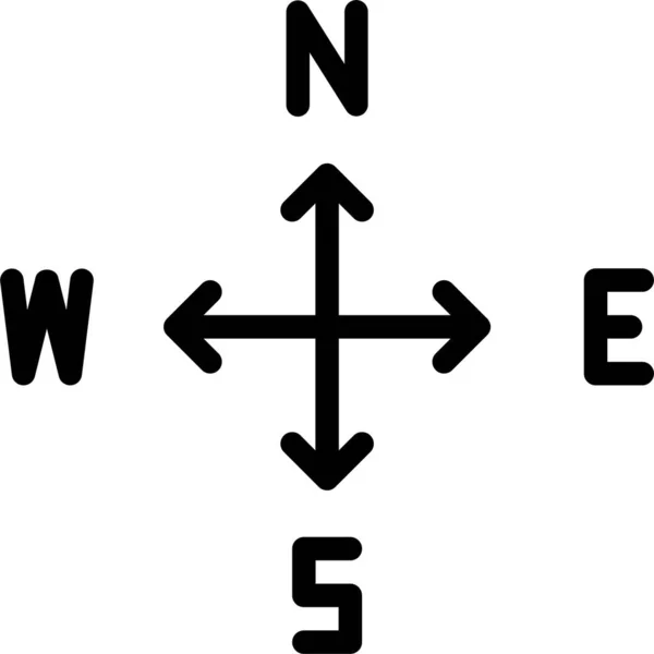 Směr Východní Navigační Ikona Stylu Osnovy — Stockový vektor