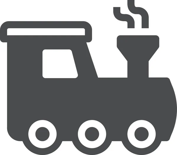 Icona Del Motore Vapore Locomotiva Stile Solido — Vettoriale Stock