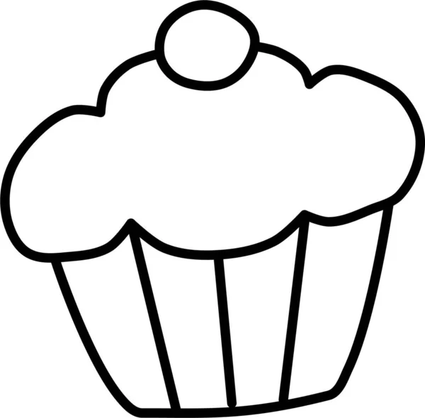 Kuchen Dessert Muffin Ikone Handgezeichneten Stil — Stockvektor
