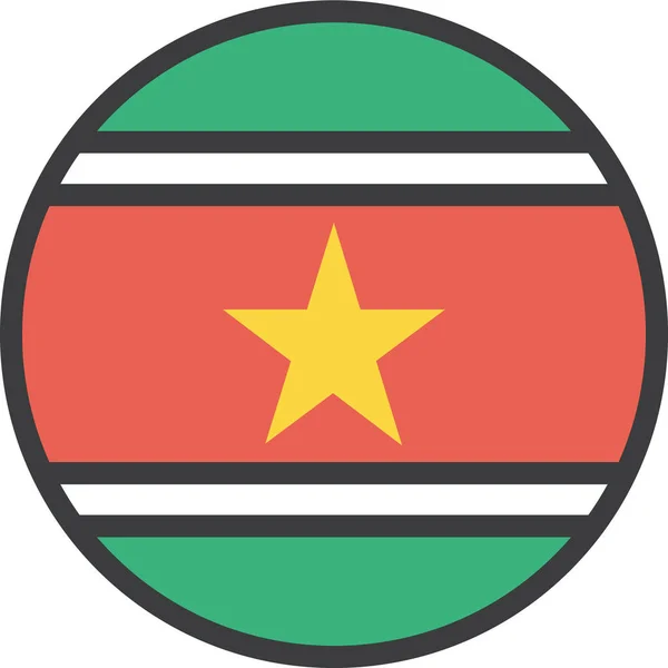 Drapeau Pays Icône Suriname Dans Style Filledoutline — Image vectorielle