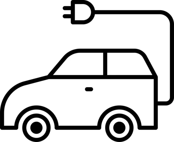 Αυτοκίνητο Ηλεκτρικό Εικονίδιο Μεταφορών Στυλ Περίγραμμα — Διανυσματικό Αρχείο
