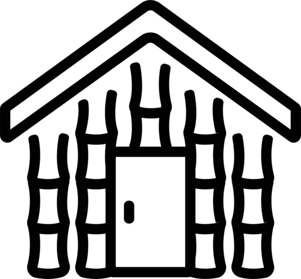 Μπαμπού Σπίτι Κτίριο Εικονίδιο — Διανυσματικό Αρχείο