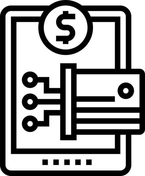 Ikona Obchodu Digitální Technologie Stylu Osnovy — Stockový vektor