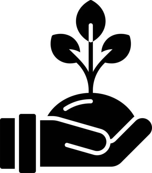 Ícone Planta Mão Crescimento Estilo Sólido — Vetor de Stock