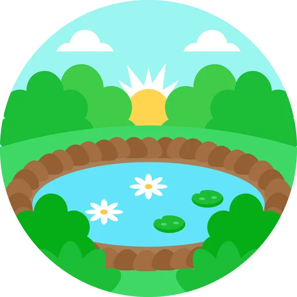 Pond Flowers Water Icon — Stock Vector
