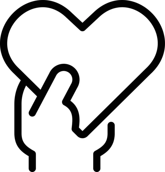 Рука Сердце Держать Значок Стиле Наброска — стоковый вектор