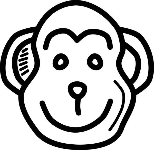 Πίθηκος Κινεζική Μαϊμού Εικονίδιο Στο Χέρι Στυλ — Διανυσματικό Αρχείο