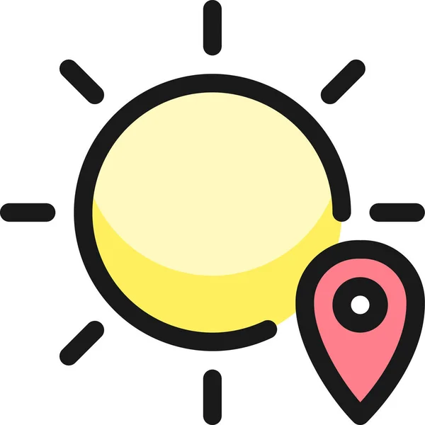 Weather App Sun Icon Filledoutline Style — Stock Vector
