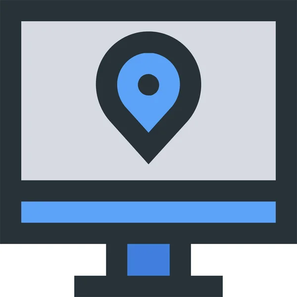 Gebied Computer Gps Pictogram Filedoutline Stijl — Stockvector