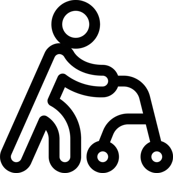 Discapacidad Caminar Ayuda Icono Estilo Esquema — Vector de stock