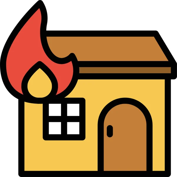 Icône Maison Feu Dans Style Filledoutline — Image vectorielle