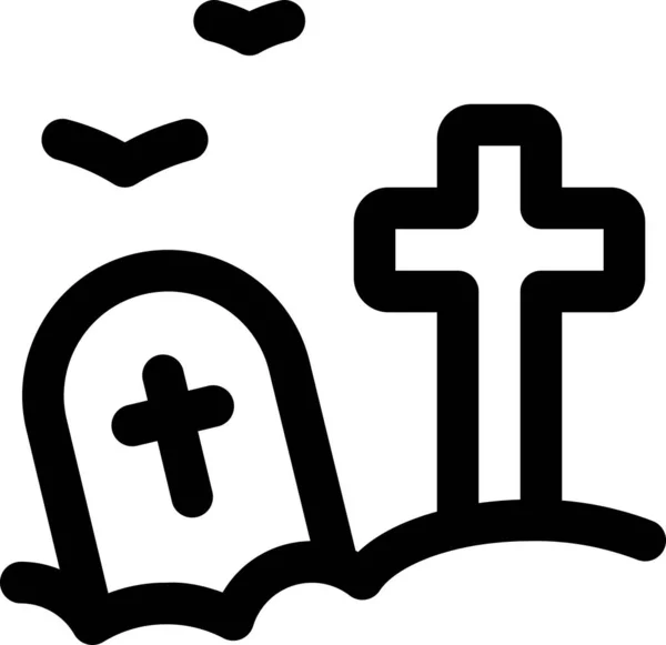 Halloween Graveyard Cemetary Icon Outline Style — Stock Vector
