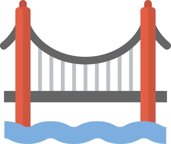 Bridge City Golden Gate Icon Flat Style — Stock Vector