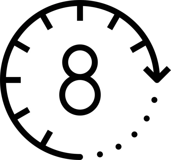 Reloj Horas Icono Trabajo Estilo Esquema — Vector de stock